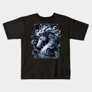 Monochromatic Outline Hippocampus Seahorse Kids T-Shirt